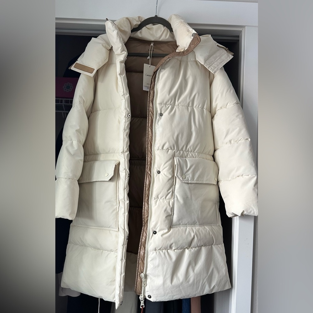 Mango Quilted Coat – Detachable Hood, Water-Repellent
